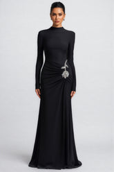 Dulio Black Rhinestone Floral Maxi Dress