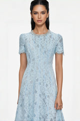 Chantal Blue Lace Embellished Midi Dress
