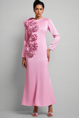 Samala 3D Floral Satin Maxi Dress