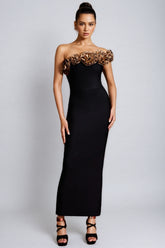 Omi One Shoulder Flowers Bandage Midi Dress