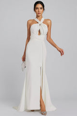 Griffin Hanging Neck Backless Maxi Dress