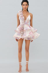 Carte Pink Backless Printed Mini Dress