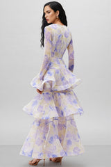 Olenf V-neck Printed Cake Maxi Dress