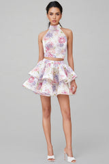 Raynate Pink Printed Backless Mini Dress Set