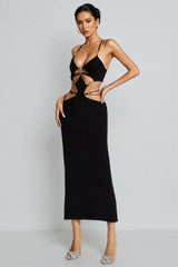 Belle Black Bandage Slip Maxi Dress