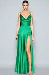 Lizzie Green Halter High Split Maxi Dress