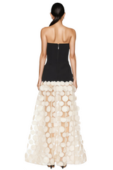 Hrinna Beige Polka Dot Mesh Maxi Dress