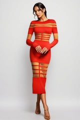 Spark Long Sleeve Round Neck Midi Dress