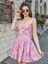 Bow Tie Crisscross Tie Back Floral Print Mini Dress