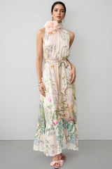 Ivard Sleeveless Printed Tie Maxi Dress