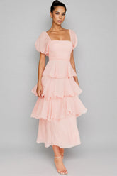 Anoney Puff Sleeve Layered Maxi Dress