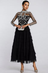 Kymte Black Beading Maxi Evening Maxi Dress