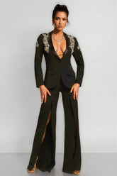 Pael Rhinestone Split Blazer Set
