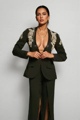 Pael Rhinestone Split Blazer Set