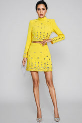 Velia Beaded Short Top Mini Dress Two-Piece Set