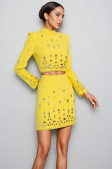 Velia Beaded Short Top Mini Dress Two-Piece Set