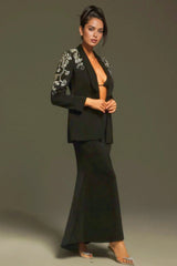 Quinen Long Sleeve Rhinestone Blazer Set
