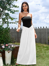 Contrast Ruched Waist Tube Maxi Dress