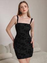 Corset Flocked Print Bodycon Cami Dress