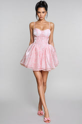 Cyzon Spaghetti Floral Printed Ruffle Mini Dress