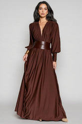 Alma Brown Long Sleeve Maxi Dress