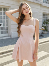 Crisscross Back Jacquard Corset Pleated Hem Dress