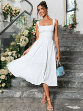 Crisscross Tie Back Button Pocket Solid Dress