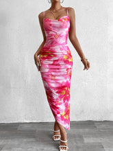 Crisscross Tie Back Floral Print Asymmetrical Hem Cami Dress