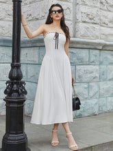 Crisscross Tie Back Lace Spliced Tie Front Tube Dress