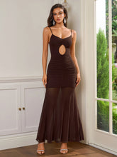 Cut Out Ruched Backless Mesh Bodycon Dress