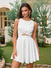 Cut Out Ruched Bust Bow Tie Back Mini Dress