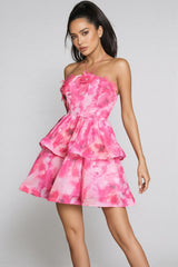 Dorvak Halterneck Flower Printed Mini Dress