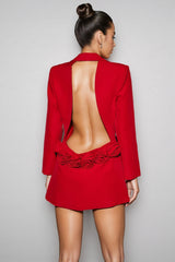 Calix Back Cutout Flower Blazer Mini Dress