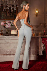 Torin Strapless Flower Denim Jumpsuit