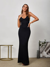 Deep V-Neck Backless Mermaid Hem Bodycon Dress