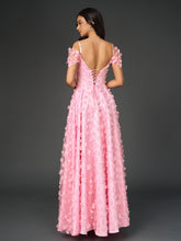 Deep V-Neck Crisscross Back Floral Applique Decoration Prom Dress