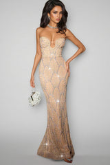 Harva Strapless Pearl Maxi Dress