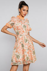 Rhema Short Sleeve Flower Mini Dress