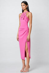 Lorrlk Pink 3D Floral Midi Dress