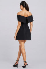 Hilia Black One Shoulder Mini Dress