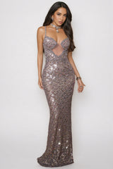 Elricc Strapless Sequin Maxi Dress