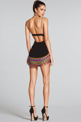 Kirand Colourful Diamonds Halter Mini Dress