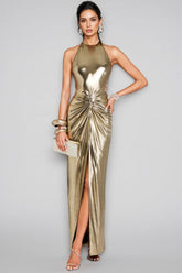 Irven Backless Twisted Split Maxi Dress