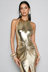 Irven Backless Twisted Split Maxi Dress