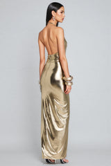 Irven Backless Twisted Split Maxi Dress