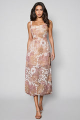 Gaeldriel Spaghetti Sequin Embroidered Midi Dress