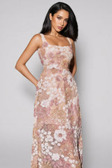 Gaeldriel Spaghetti Sequin Embroidered Midi Dress