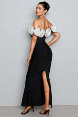 Evian Off Shoulder Flower Bandage Maxi Dress