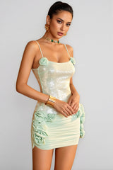 Jackade Sequin Strapless 3D Flower Mini Dress