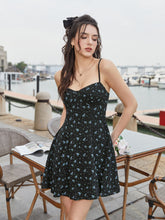 Floral Print Backless Flared Hem Cami Dress